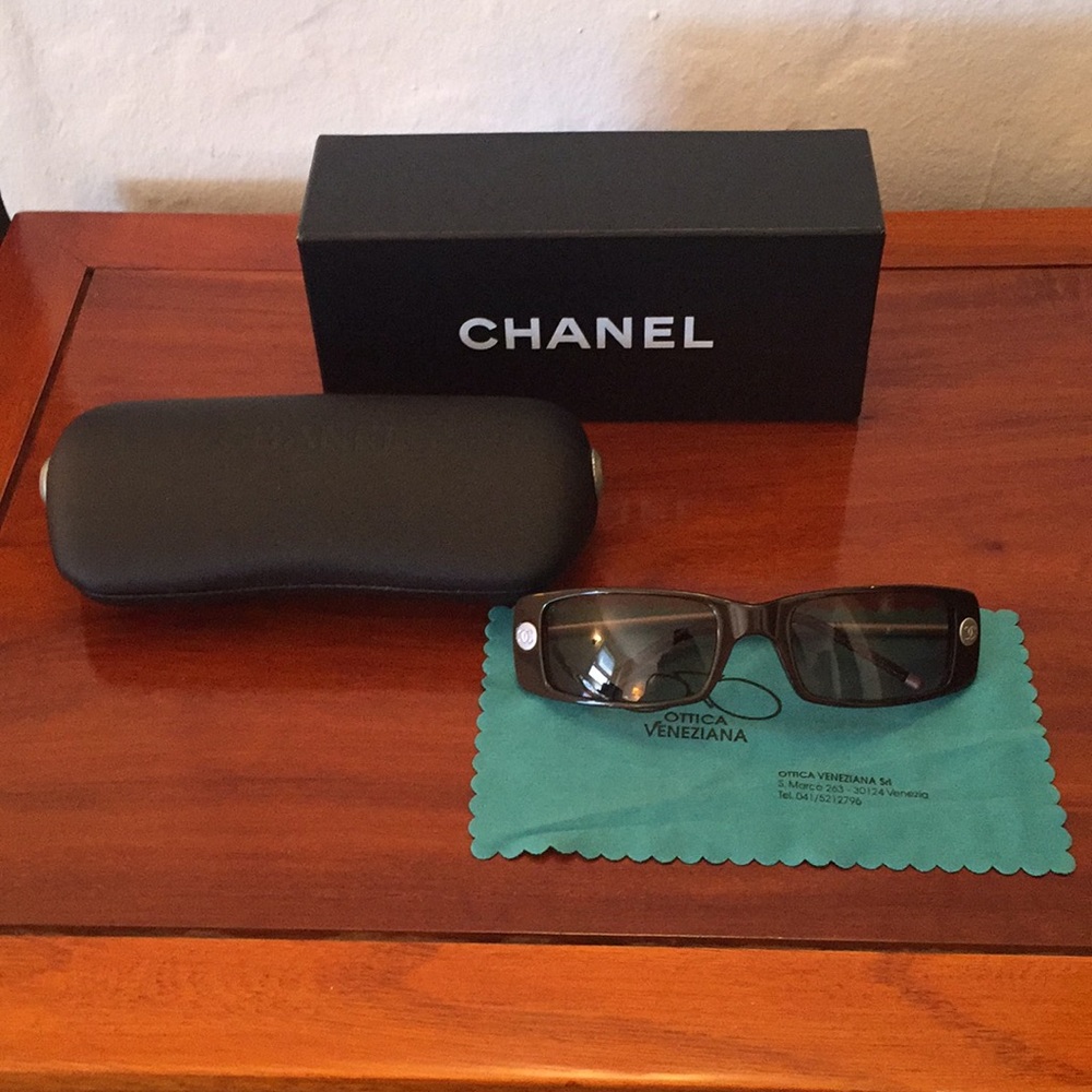 Vintage 90s brown Chanel Tiny Frame Sunglasses